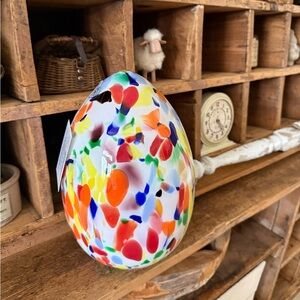 Gorgeous Large Premium Quality Colorful Glass Art Egg Home Decor